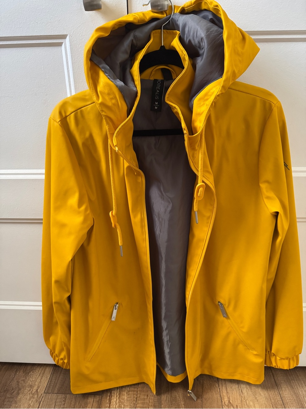 Yellow Hooded rain coat